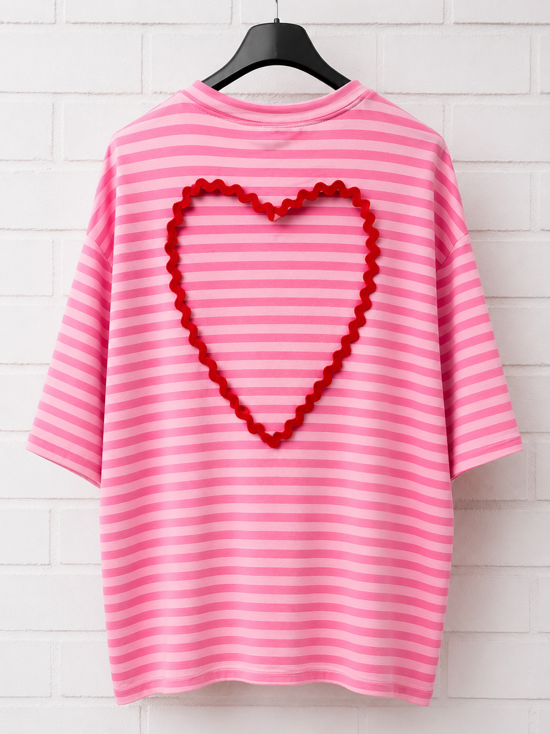 T-shirt Rayé Cœur SUNNY – Rose Blush et Rose Pâle