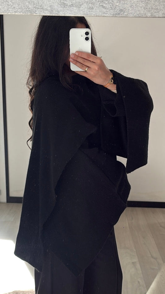 Cape Pull Mailles Structurées - Noir