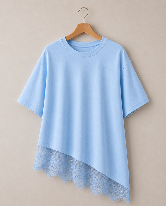 Top Asymétrique Dentelle CÉLESTE - Bleu ciel