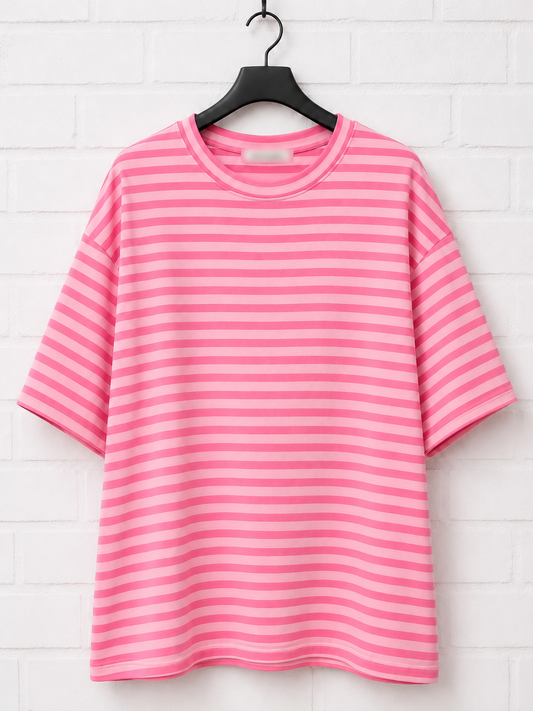 T-shirt Rayé Cœur SUNNY – Rose Blush et Rose Pâle