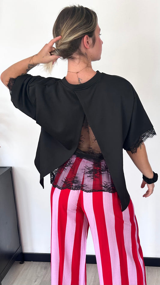 T-shirt Dentelle LIVIA – Noir