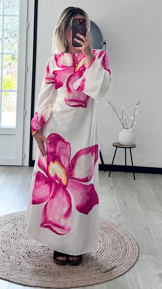 Robe longue fleurie LÉANA - Rose