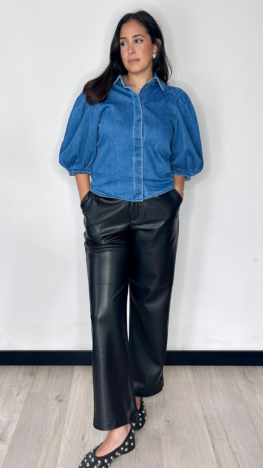 Pantalon droit en simili cuir