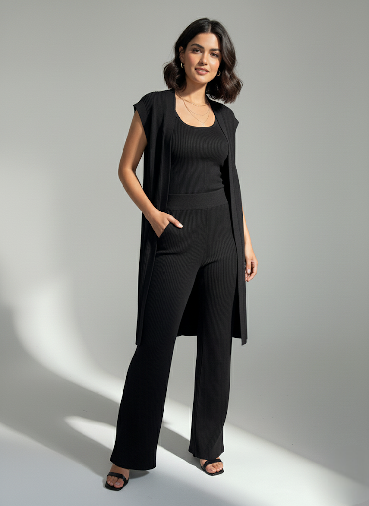 Ensemble maille côtelé