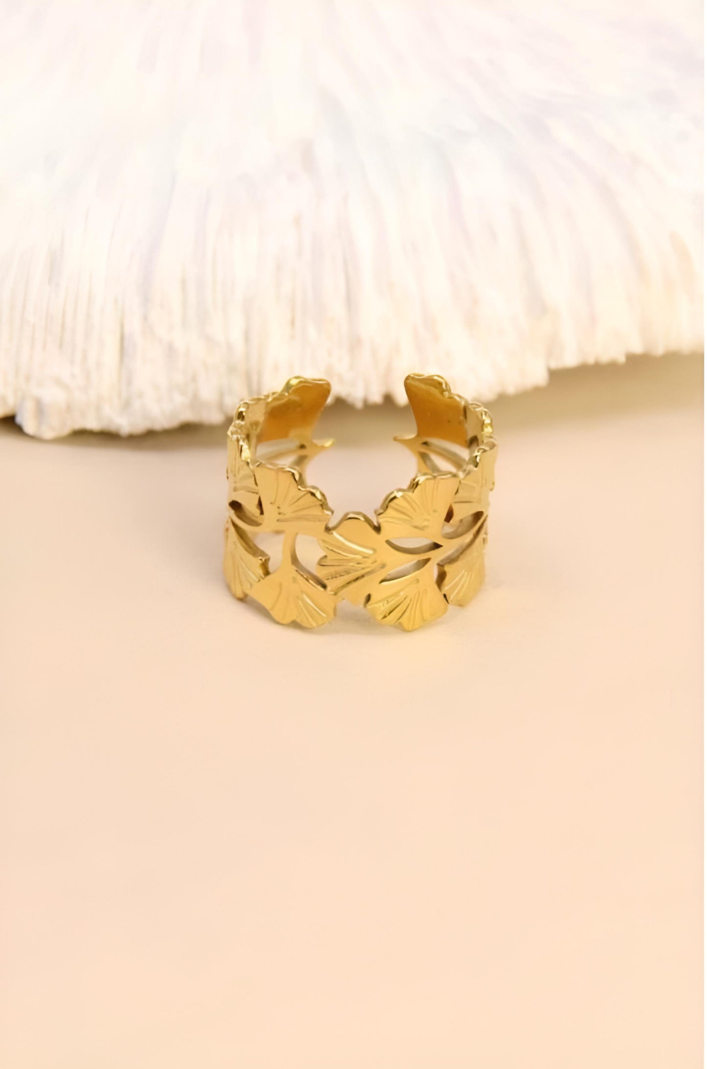 Bague Alix - Couronne de Feuilles de Ginkgo