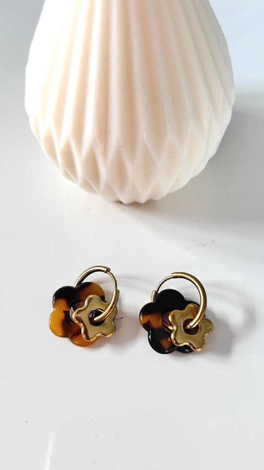 Boucles d’Oreilles BLOOM – Écaille & Doré