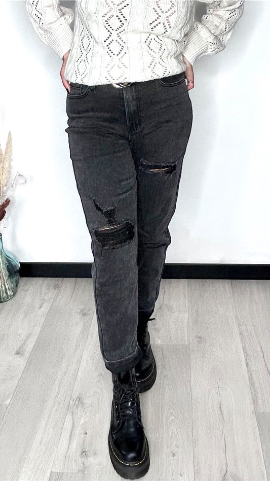 Jean Noé – Mom fit noir délavé
