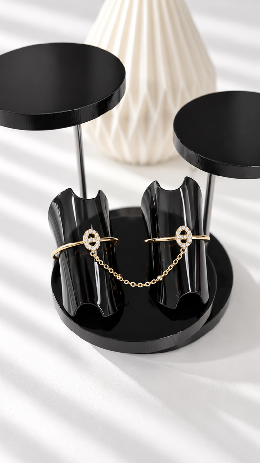 Bague Double KAÏA – Dorée Maille Marine