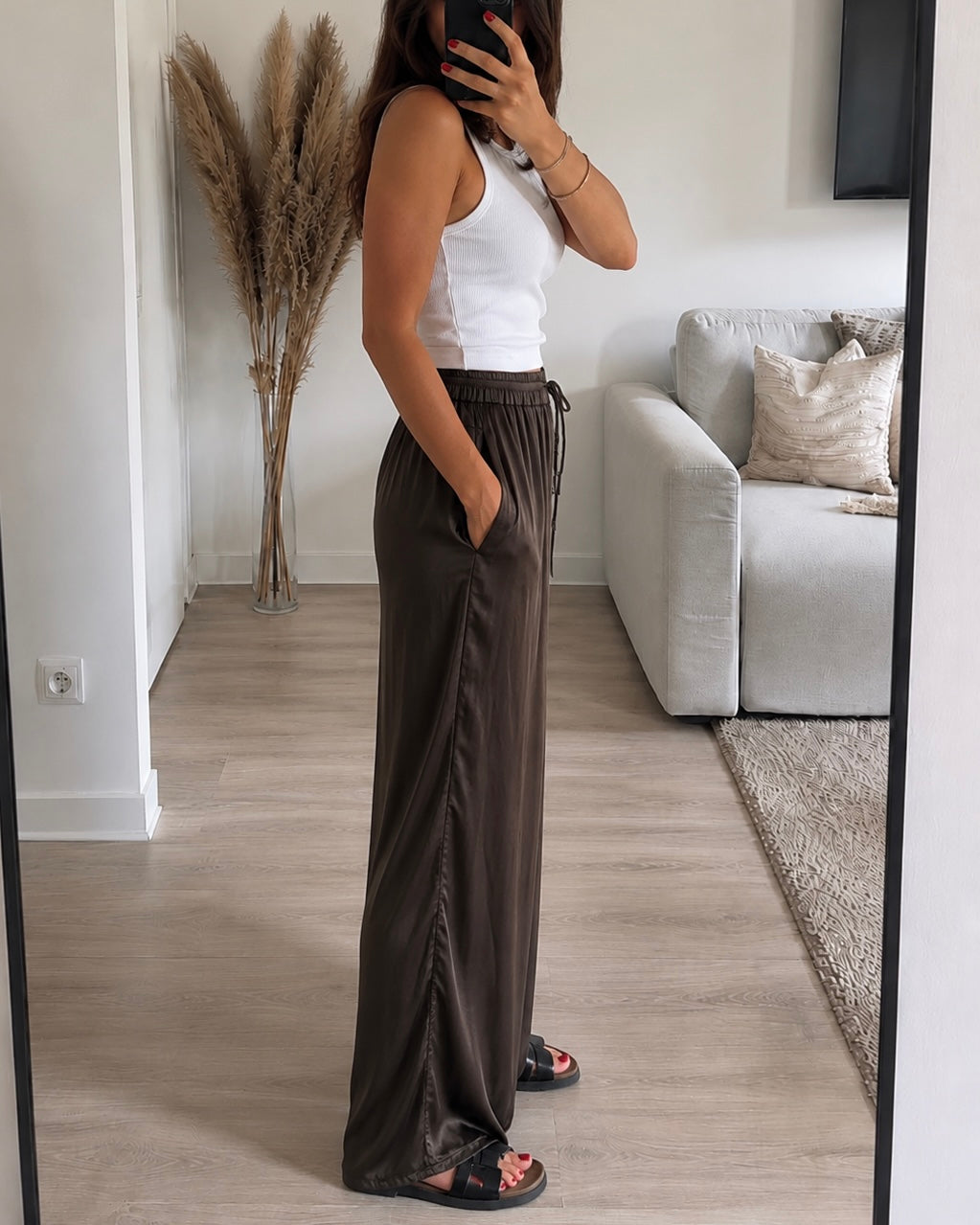 Palazzo Large Satiné GINA – Marron