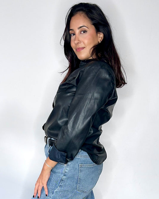 Chemise en Similicuir Souple - Noir Intense