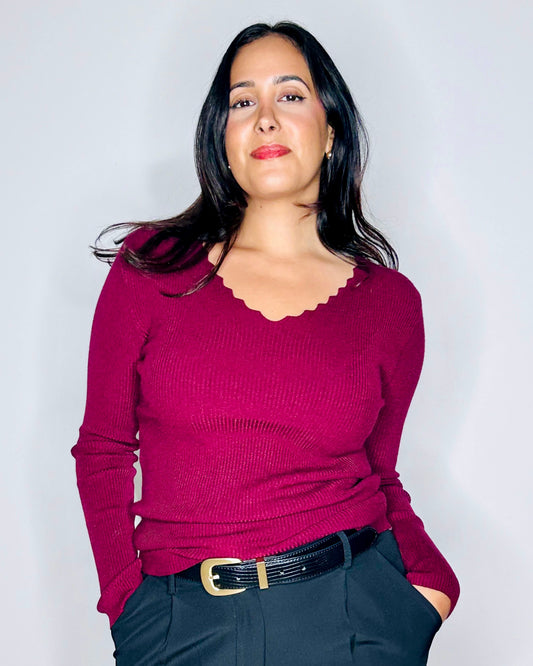 Pull maille côtelée