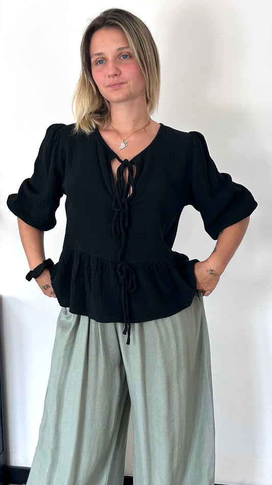 Blouse Gaze de Coton MAIA – Noir