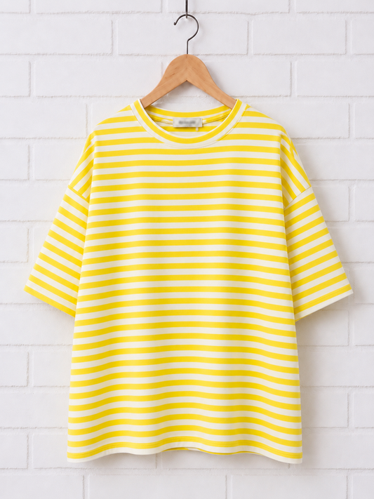 T-shirt Rayé Cœur SUNNY – Jaune et Blanc