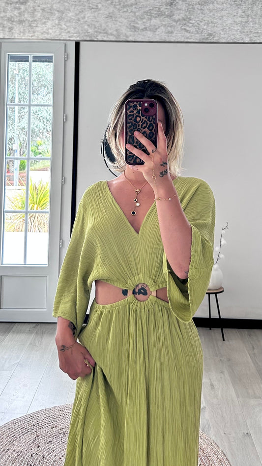 Robe Longue ÉLIA – Vert olive clair
