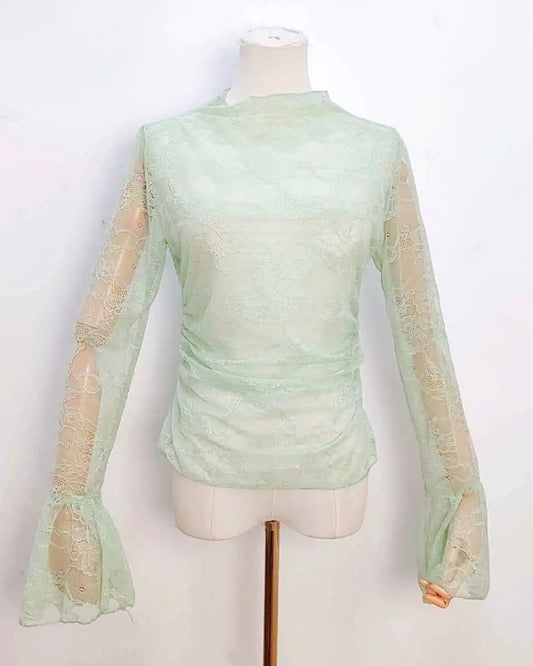 Top dentelle vert d’eau JADE