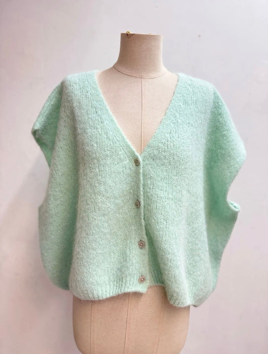 Gilet sans manches alpaga LUMEA – Vert d’eau