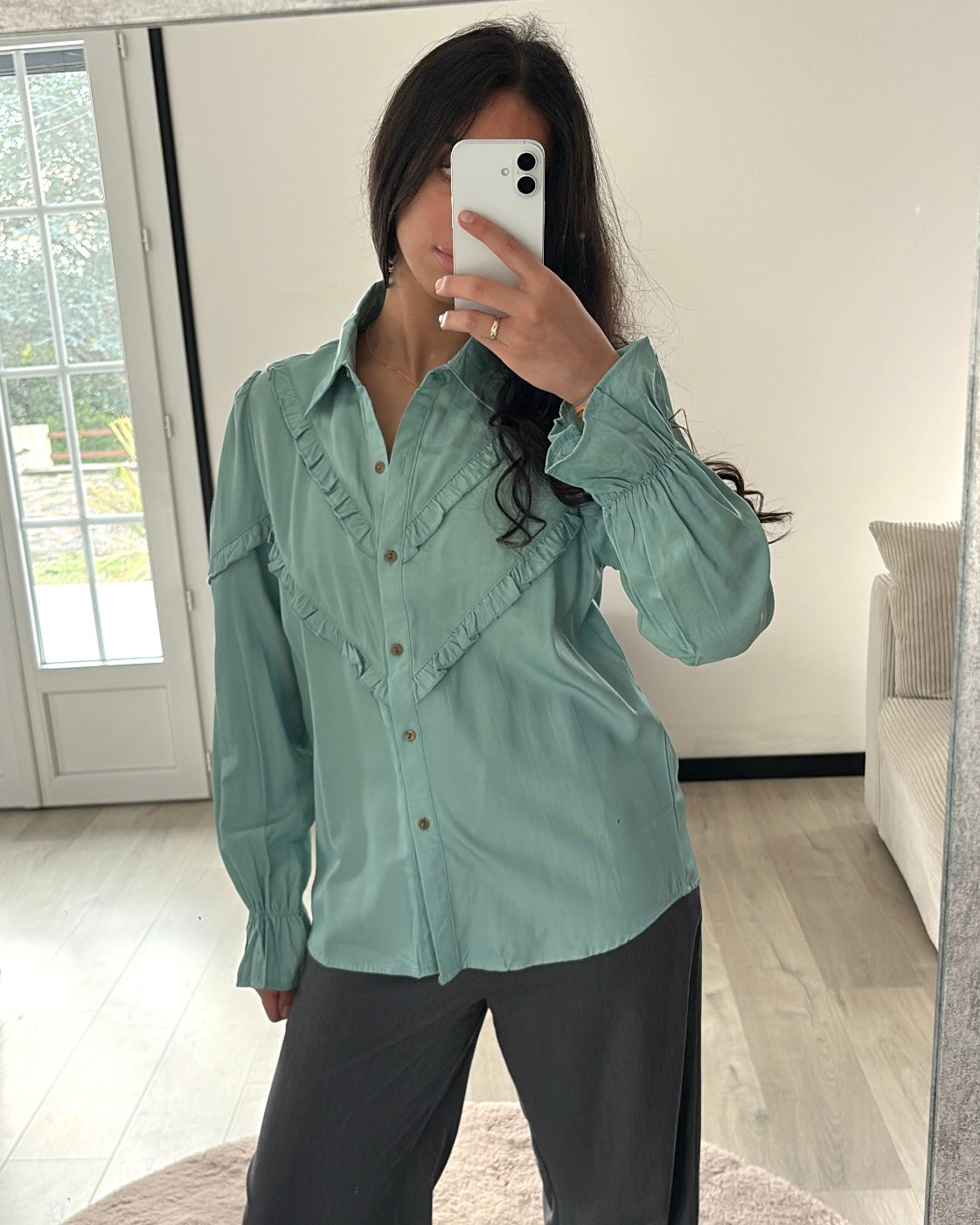 Chemisier à Volants - Vert d’eau