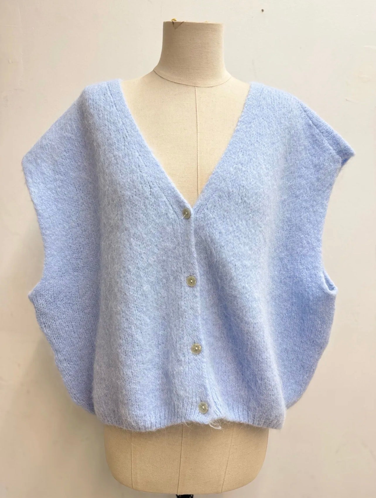 Gilet sans manches alpaga LUMEA – Bleu ciel