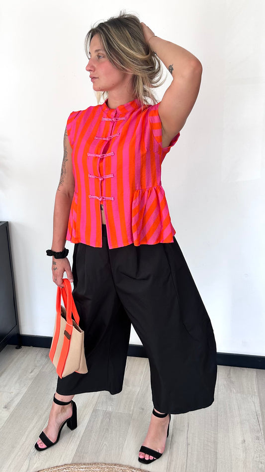 Top Sans Manches LOUISON – Rose & Orange