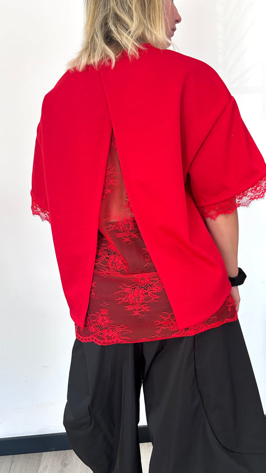 T-shirt Dentelle LIVIA – Rouge