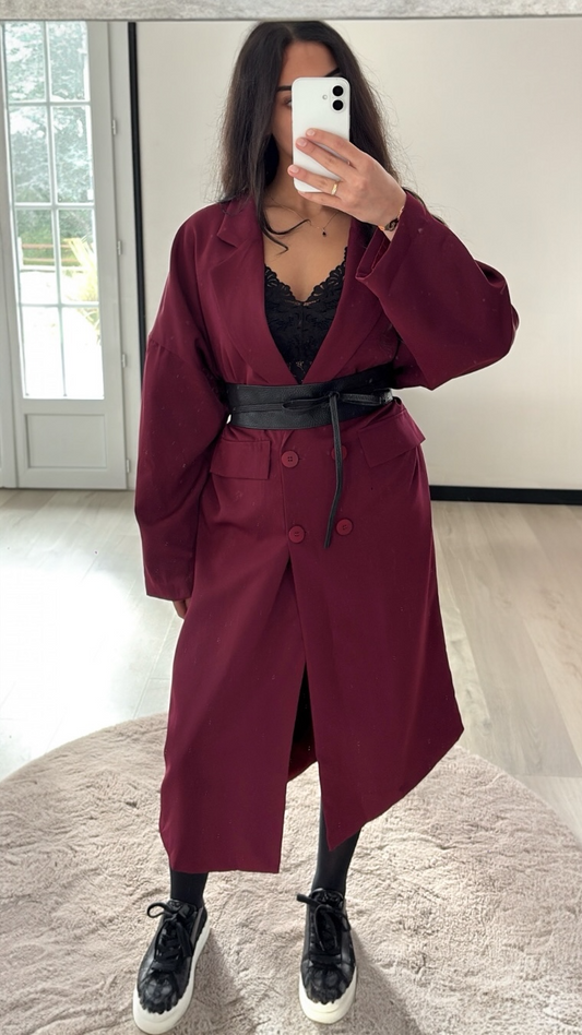 Blazer Long Oversize - Burgundy