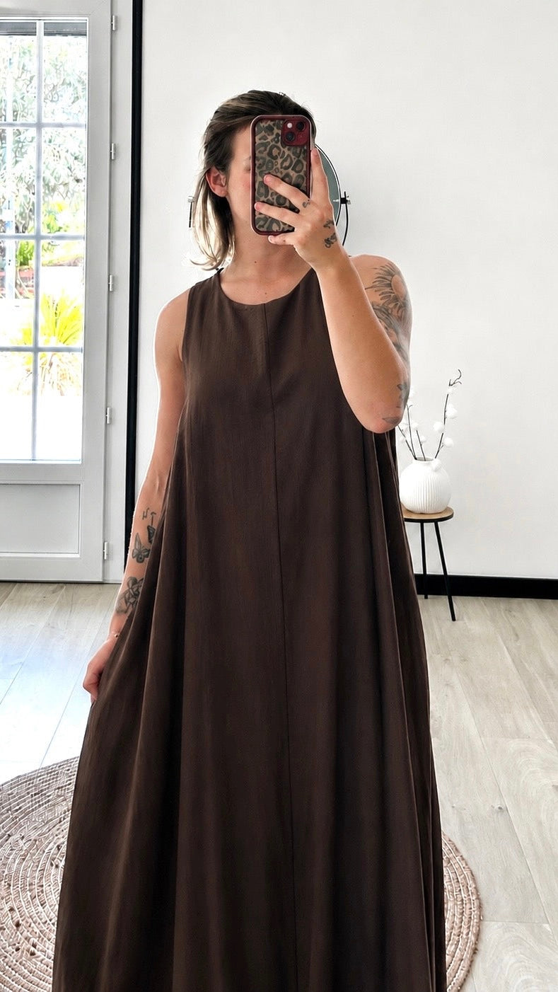 Robe Longue MONA – Marron Chocolat