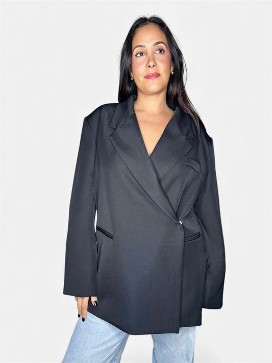 Blazer Oversize à Épaules Structurées - Noir Intemporel