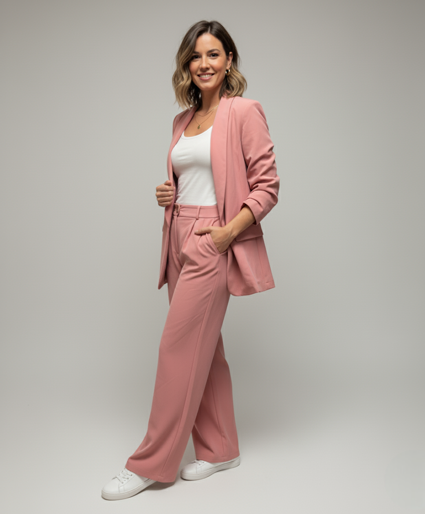 Pantalon tailleur blush