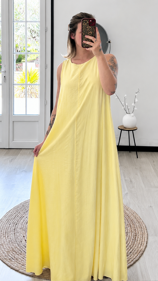 Robe Longue MONA – Jaune Pastel