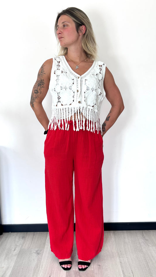 Pantalon Large Gaze de Coton DOLCE – Rouge