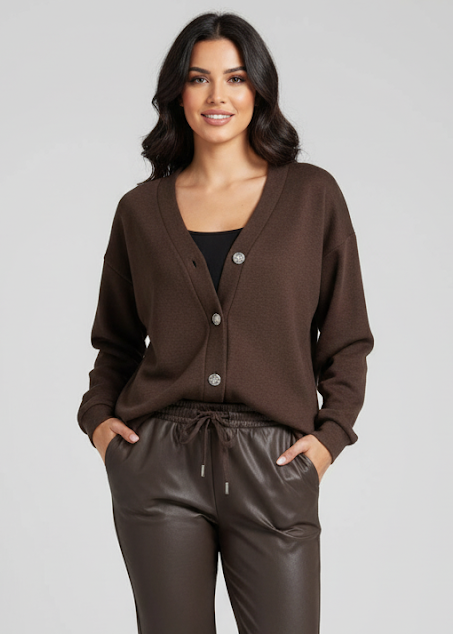 Gilet cardigan à boutons dorés élégant