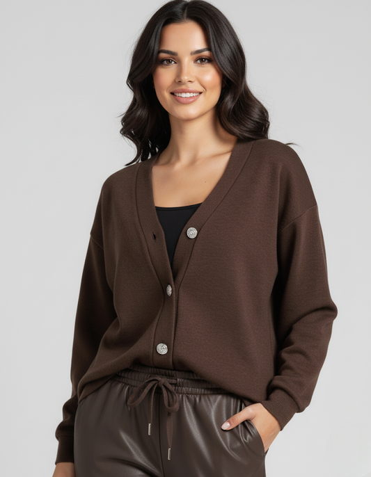 Gilet cardigan à boutons dorés élégant