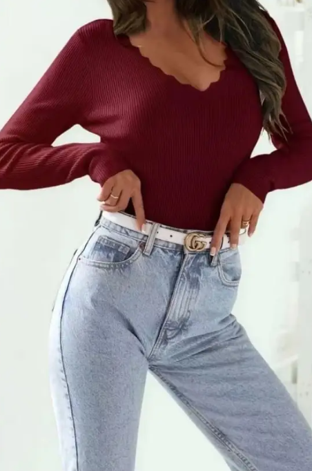 Pull maille côtelée
