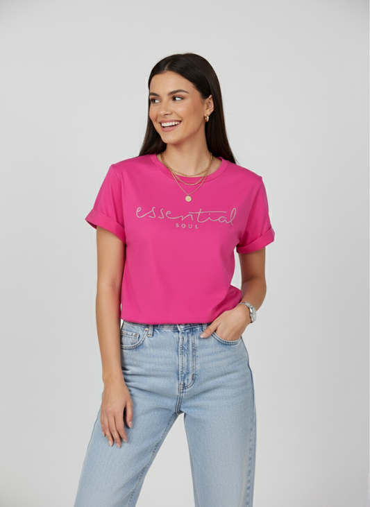 T-shirt coton à inscription essential soul flocage