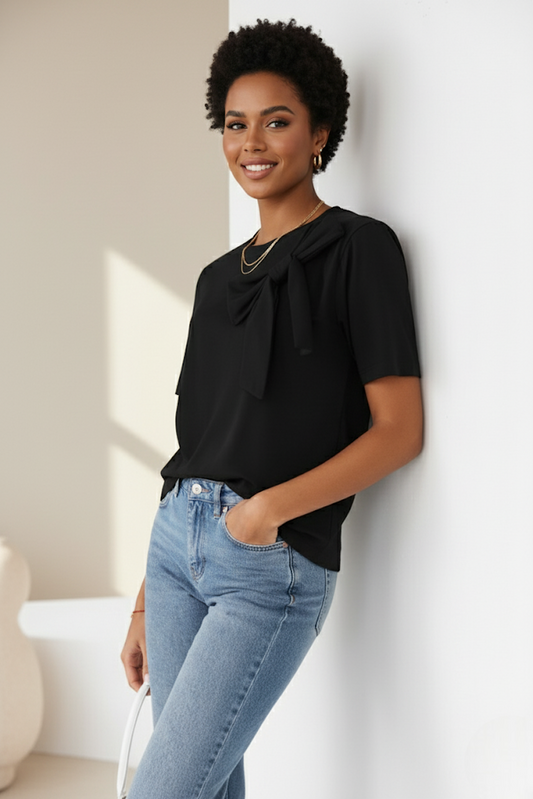 T-shirt en coton à détails noeud