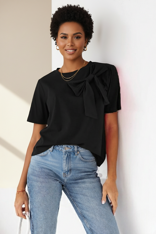 T-shirt en coton à détails noeud