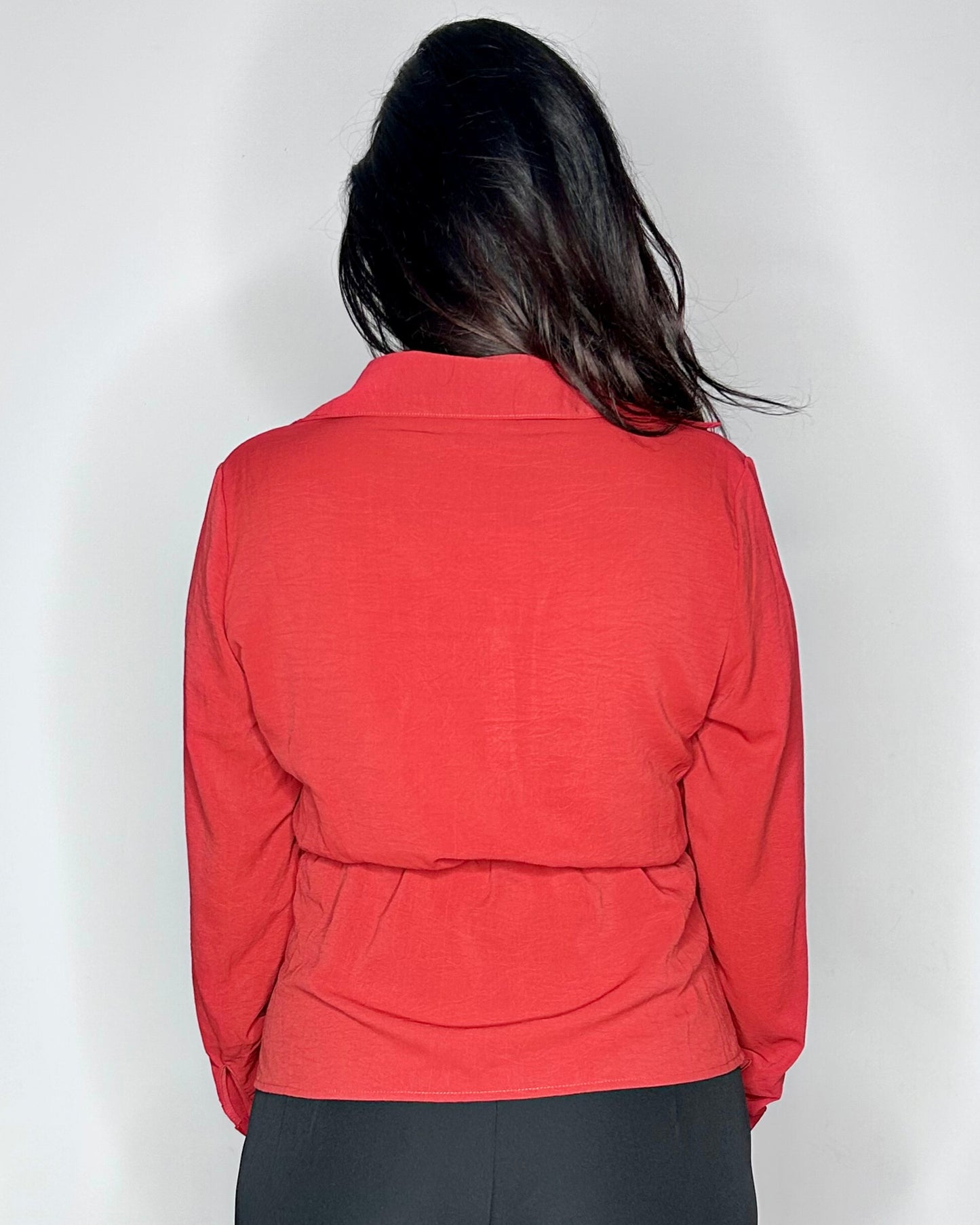 Blouse Pincée à Taille Ajustée - Rouille
