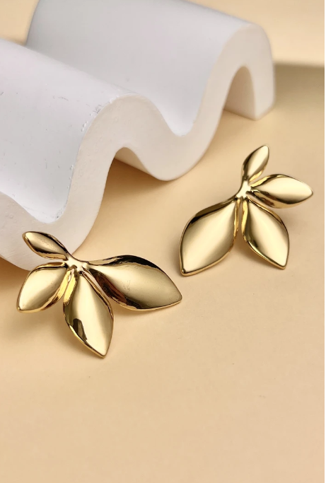 Boucles d’Oreilles Feuille en Acier Inoxydable