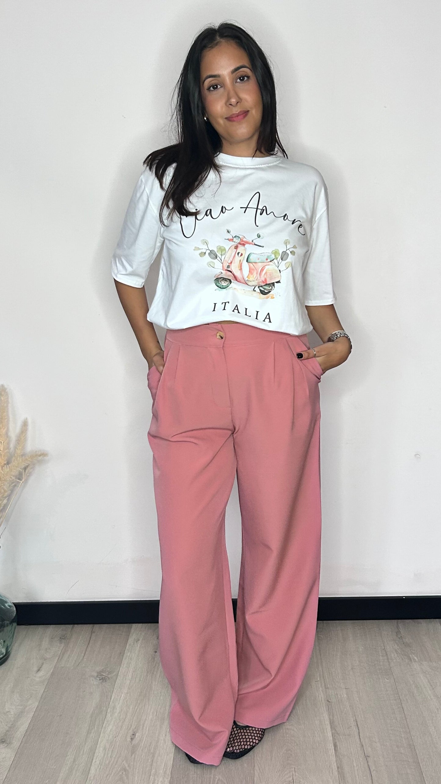 Pantalon tailleur blush