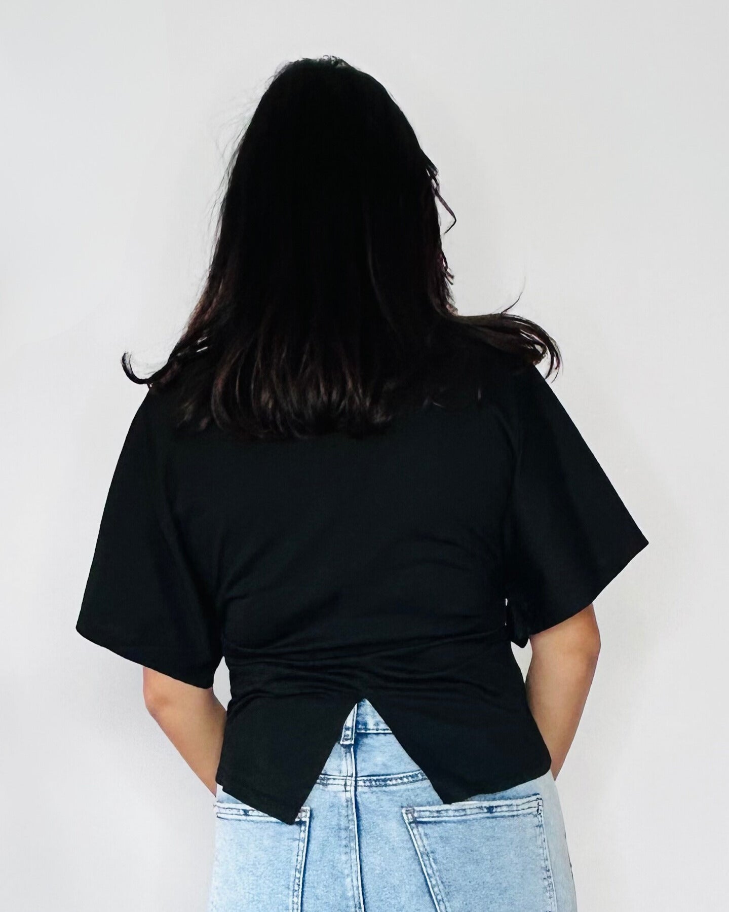 Top Cintré à Manches Évasées - Noir