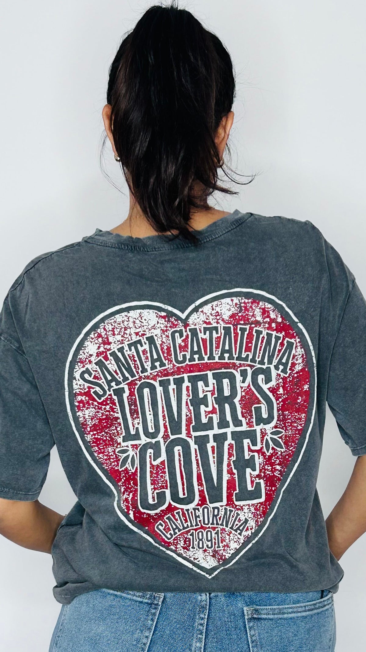 T-shirt Vintage "Lover's Cove" - Gris Anthracite