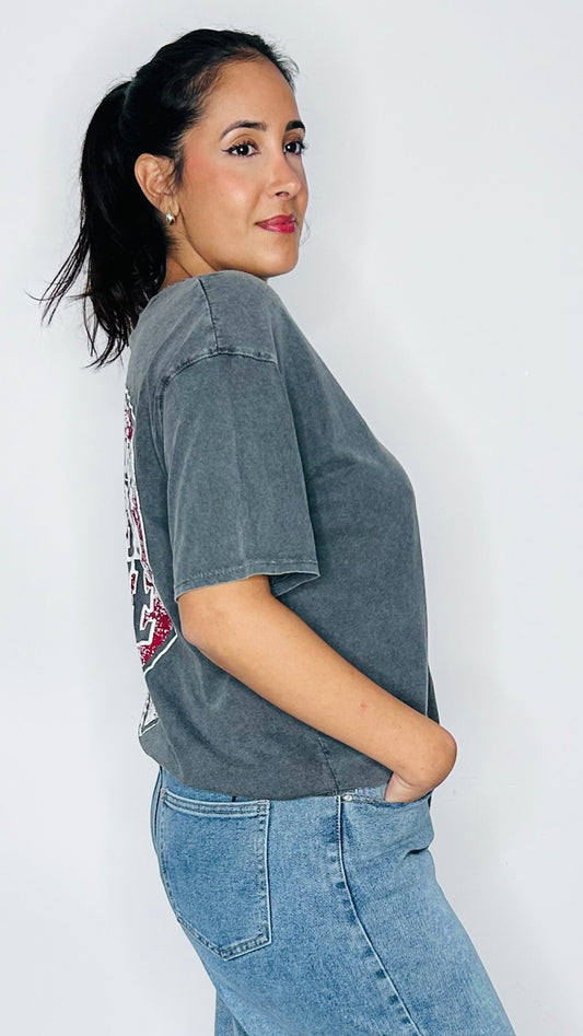 T-shirt Vintage "Lover's Cove" - Gris Anthracite