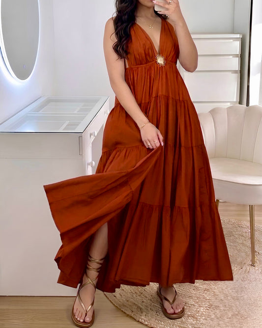 Robe Longue Bohème SOLEIL – Terracotta