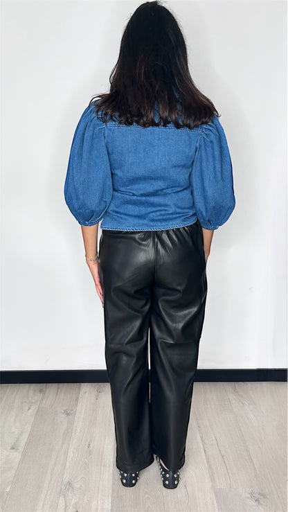 Pantalon droit en simili cuir