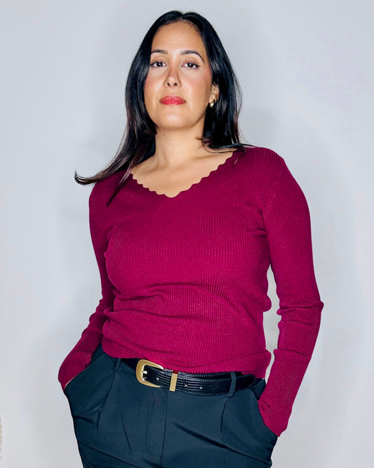 Pull maille côtelée