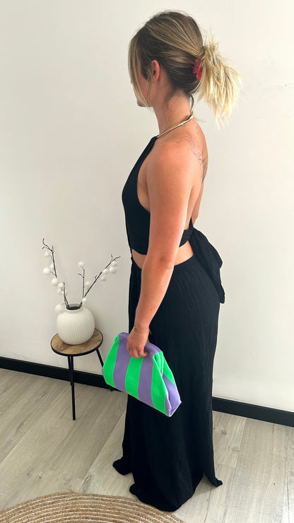 Robe Longue Dos Nu AMALIA – Noir