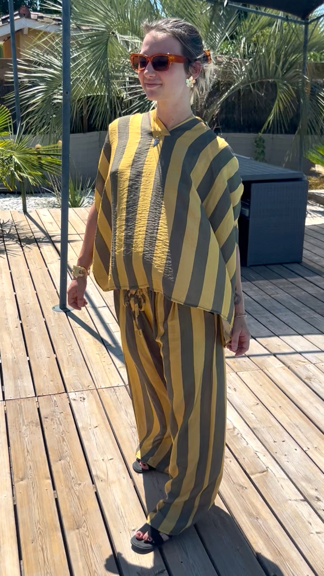 Ensemble Rayé MÉLINE – Kaki & Jaune