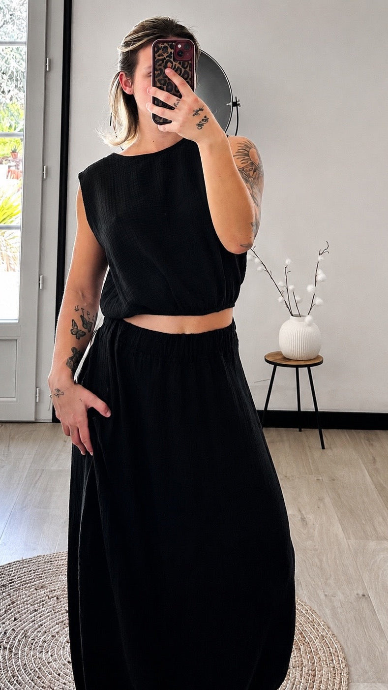 Ensemble Gaze de Coton MAËLYS – Noir