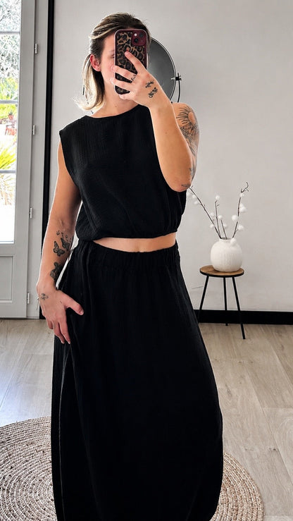Ensemble Gaze de Coton MAËLYS – Noir