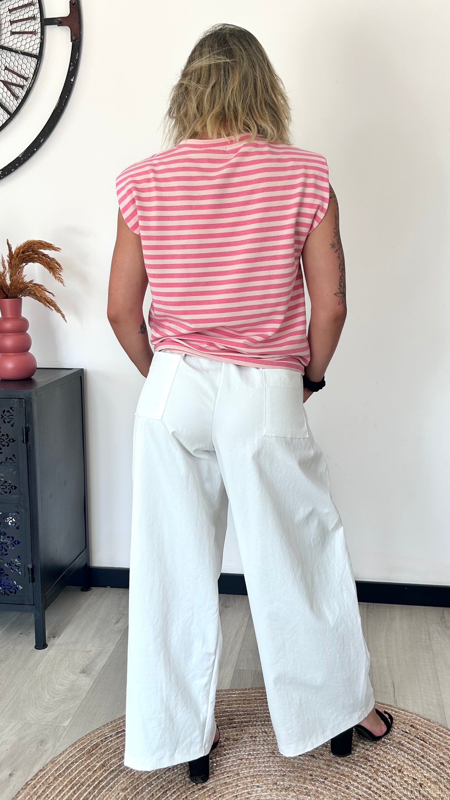 Top Marinière Épaulettes ELLA – Rose